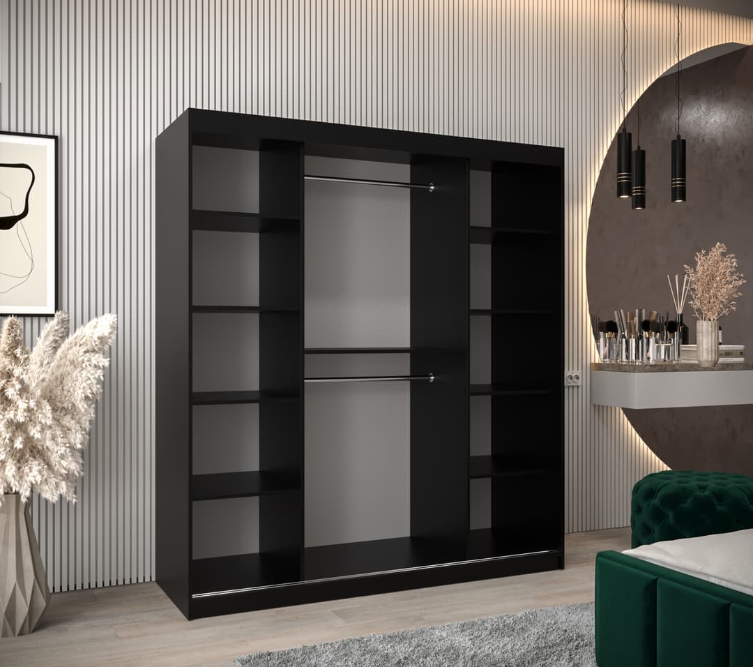Tokyo III Sliding Door Wardrobe 180cm - Black — view 3