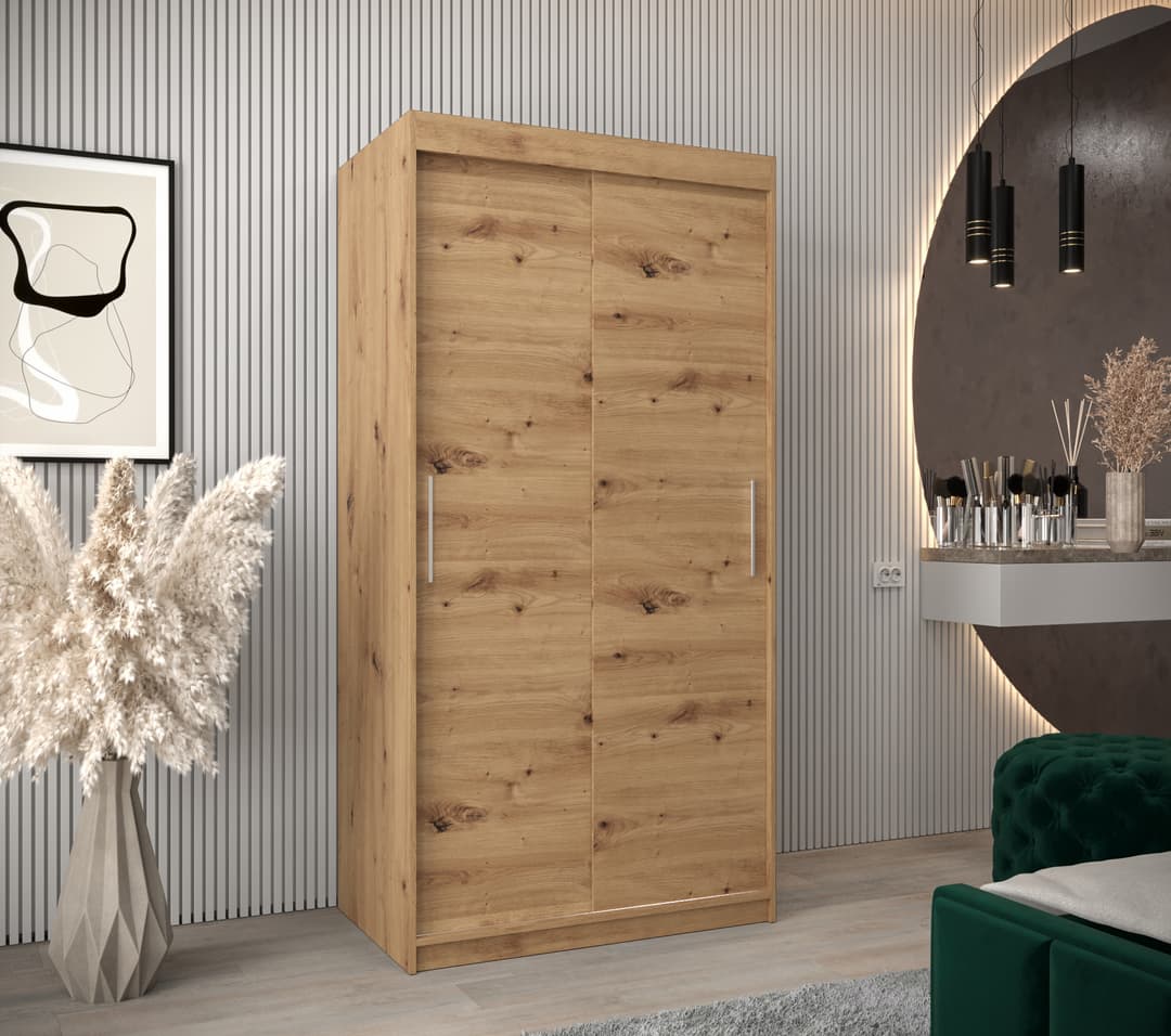 Tokyo Sliding Door Wardrobe 100cm - Oak Artisan — view 2