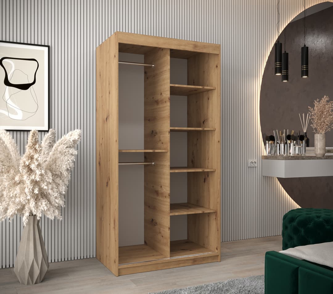 Tokyo Sliding Door Wardrobe 100cm - Oak Artisan — view 3