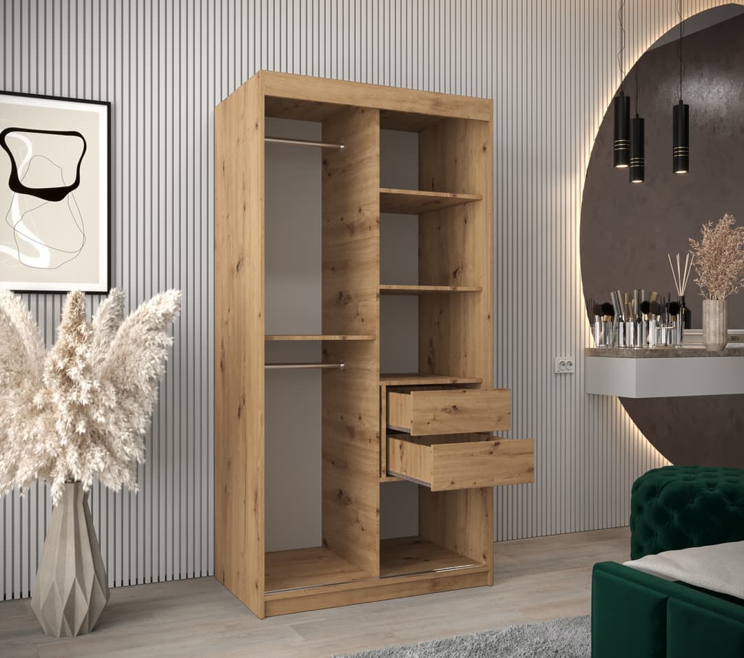 Tokyo Sliding Door Wardrobe 100cm - Oak Artisan — view 4