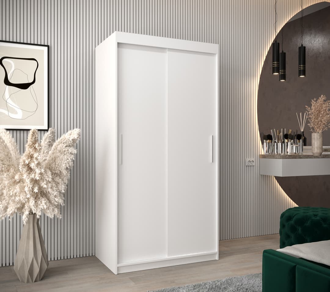Tokyo Sliding Door Wardrobe 100cm - White — view 2