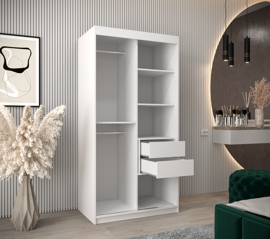 Tokyo Sliding Door Wardrobe 100cm - White — view 4