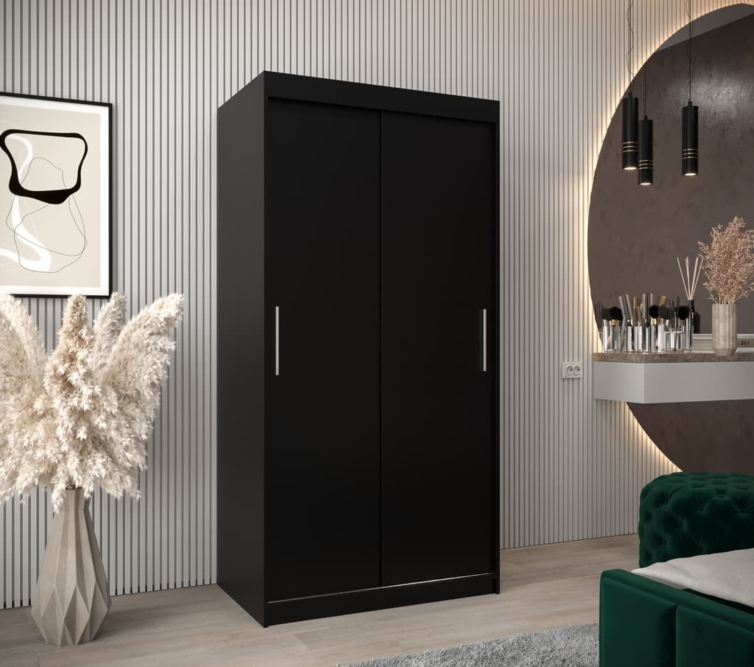 Tokyo Sliding Door Wardrobe 100cm - Black — view 2