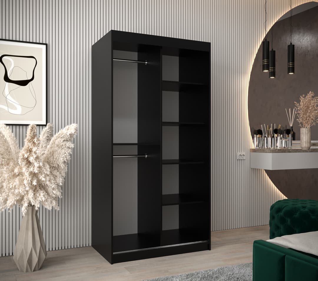 Tokyo Sliding Door Wardrobe 100cm - Black — view 3