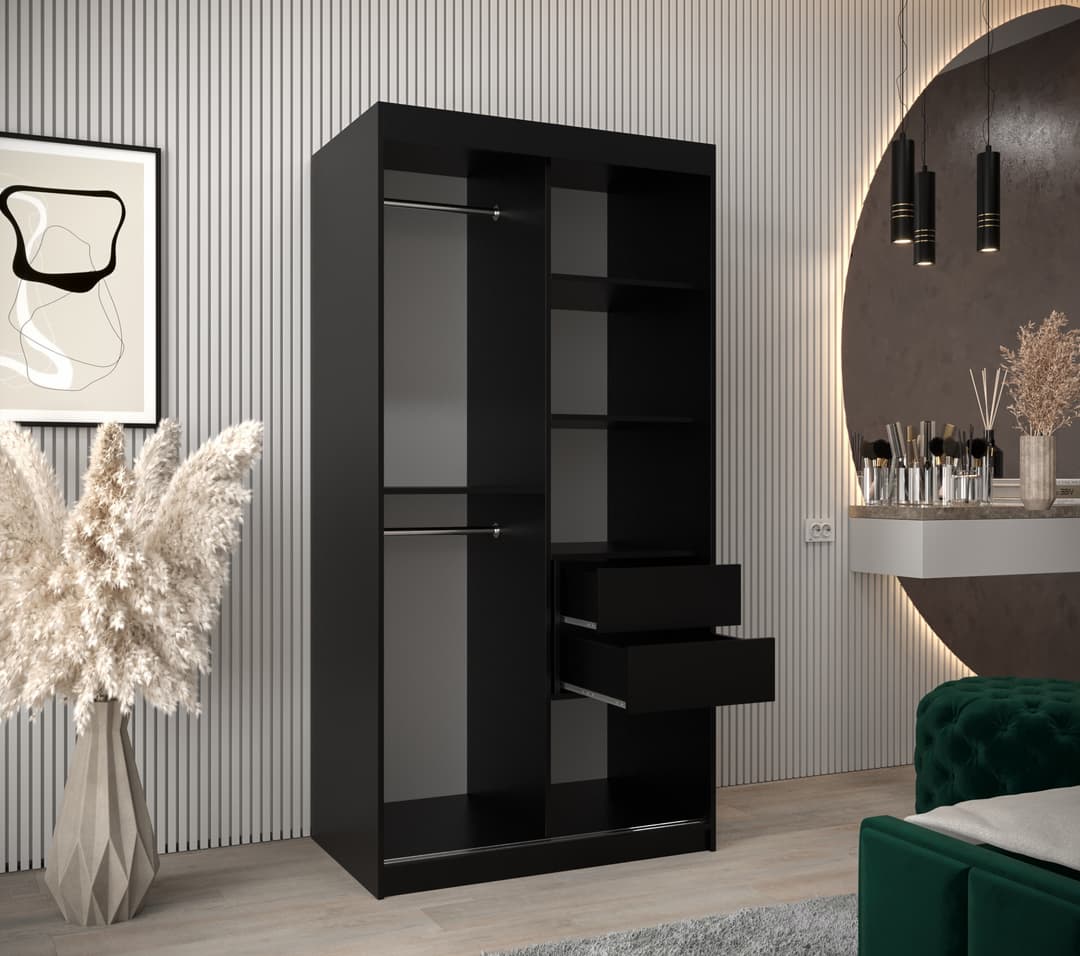 Tokyo Sliding Door Wardrobe 100cm - Black — view 4