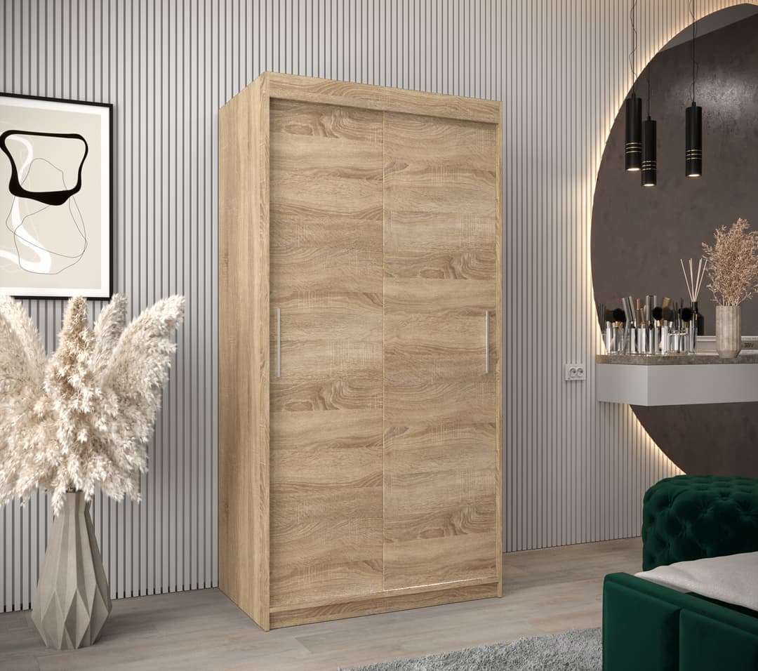 Tokyo Sliding Door Wardrobe 100cm - Oak Sonoma — view 2