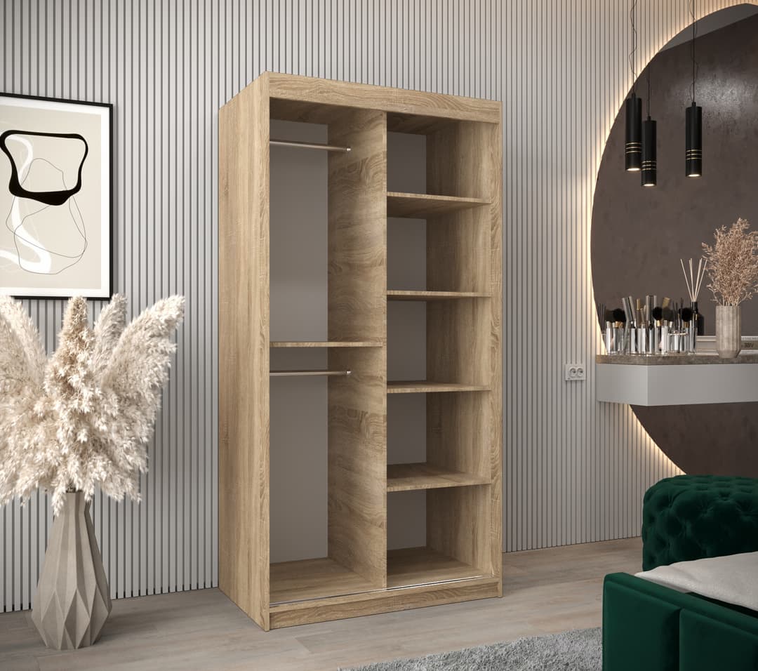 Tokyo Sliding Door Wardrobe 100cm - Oak Sonoma — view 3