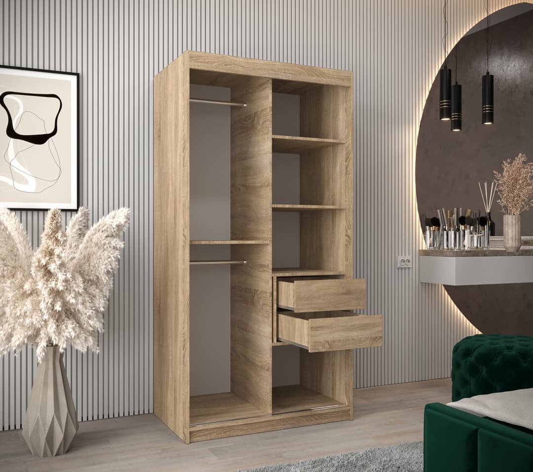 Tokyo Sliding Door Wardrobe 100cm - Oak Sonoma — view 4