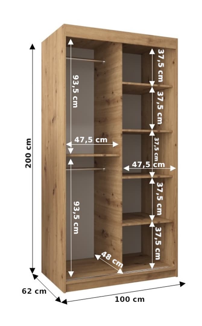 Tokyo Sliding Door Wardrobe 100cm - Oak Sonoma — view 5