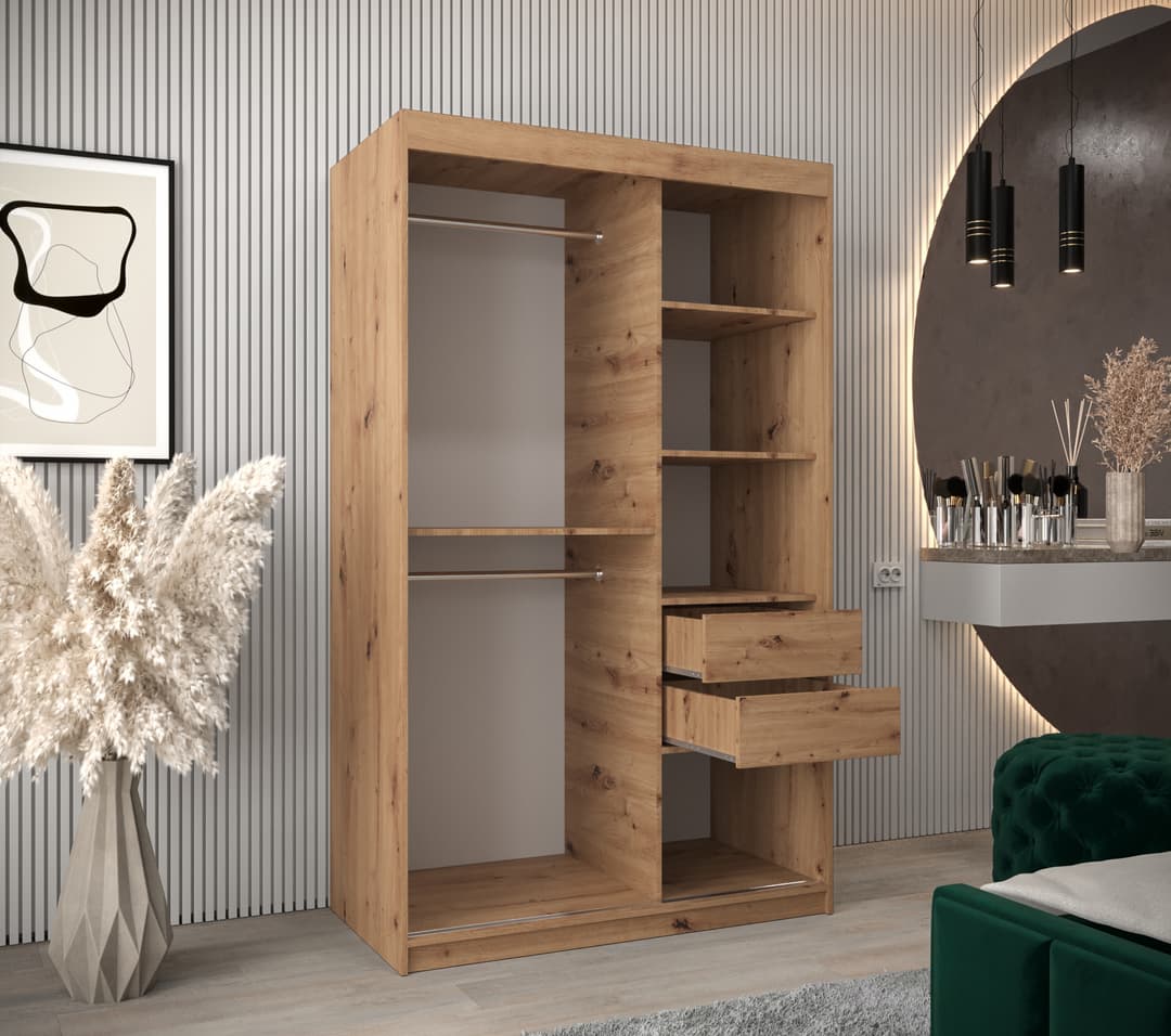 Tokyo III Sliding Door Wardrobe 120cm - Oak Sonoma – image 9