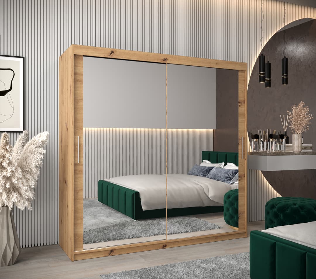 Tokyo III Sliding Door Wardrobe 200cm - Oak Artisan – image 6