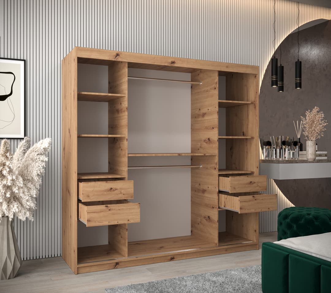 Tokyo III Sliding Door Wardrobe 200cm - Oak Artisan – image 8