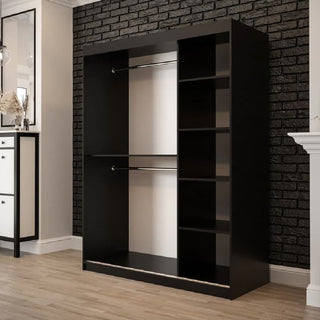 Topeka 2 Mirrored 150cm Wardrobe With 2 Sliding Doors In Dark Oak