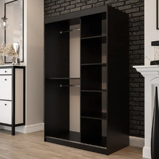 Topeka 1 Mirrored 120cm Wardrobe With 2 Sliding Doors In Dark Oak