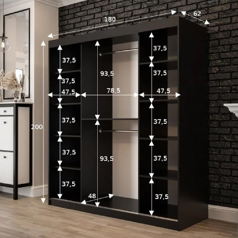 Topeka 2 180cm dark oak sliding door wardrobe with one mirrored door