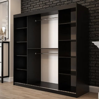Topeka Wooden 200cm Wardrobe With 2 Sliding Doors In Dark Oak