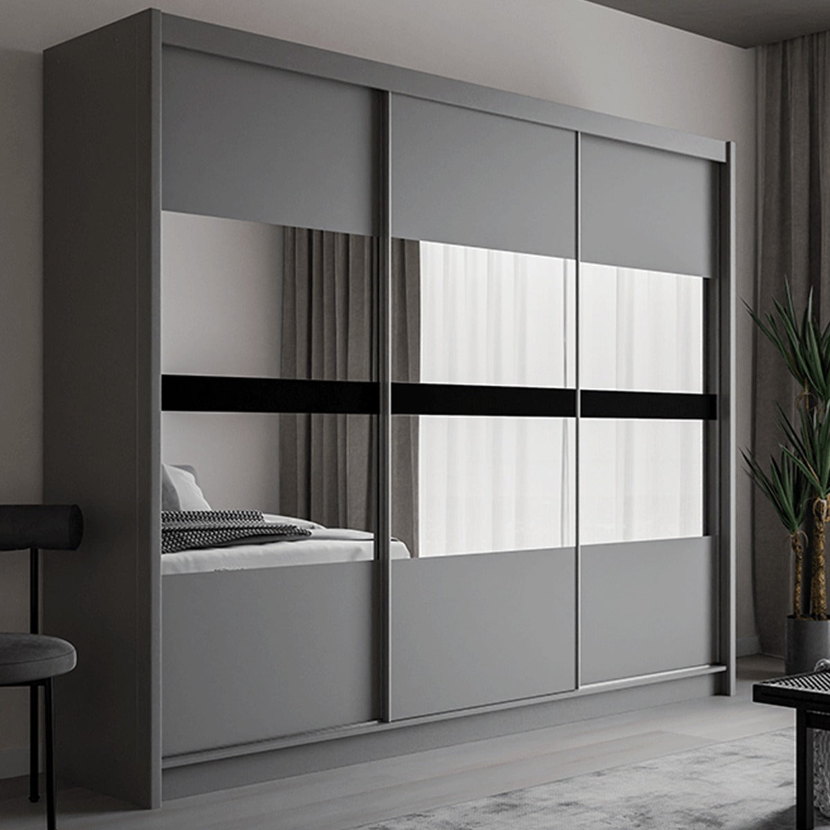 Trafford 250cm wardrobe in Graphite – view 1