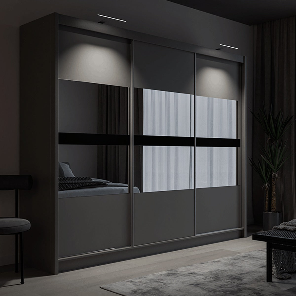 Trafford 250cm wardrobe in Graphite – view 2