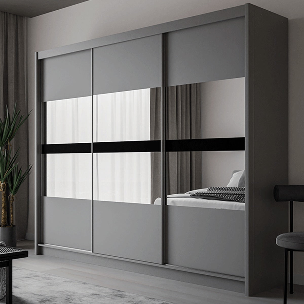 Trafford 250cm wardrobe in Graphite – view 3