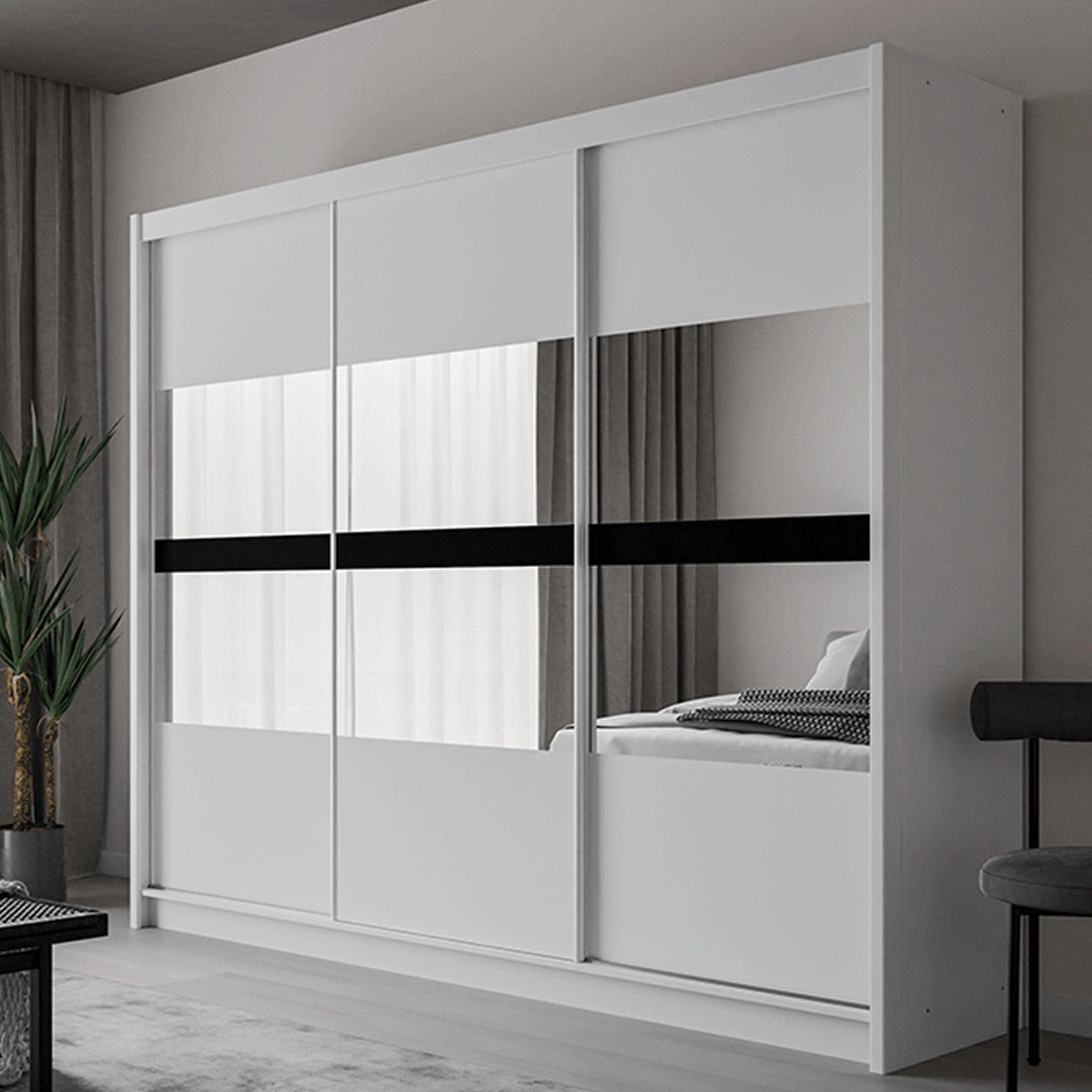 Trafford 250cm wardrobe in White – view 3
