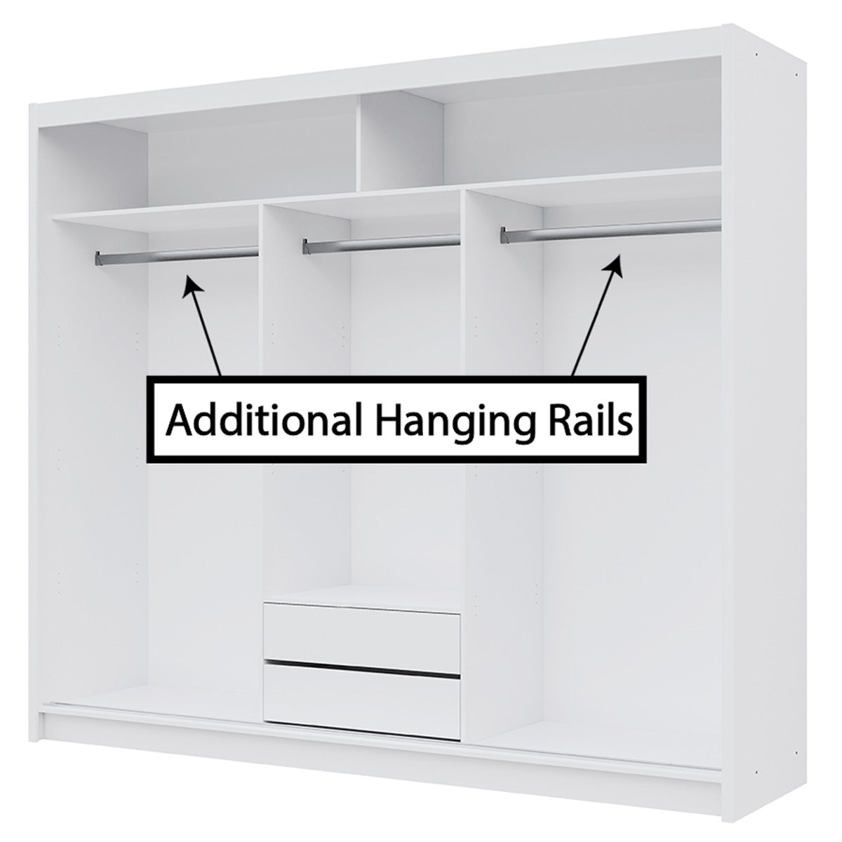 Trafford 250cm wardrobe in White – view 4