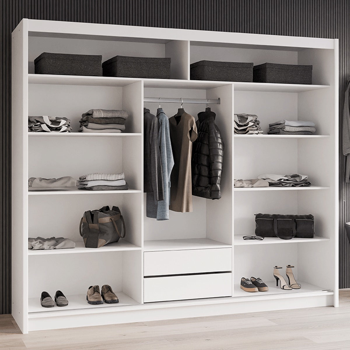 Trafford 250cm wardrobe in White – view 5