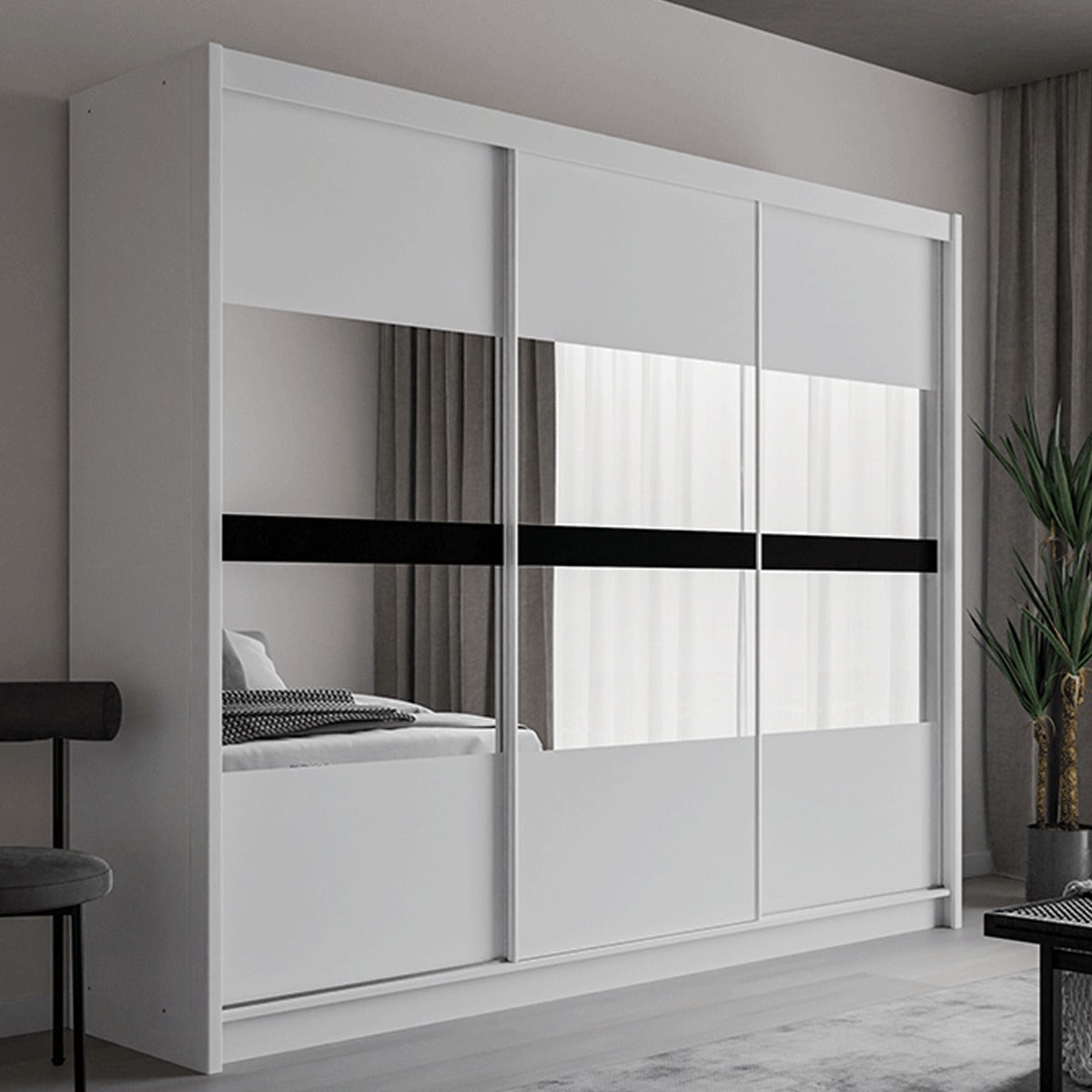 Trafford 250cm wardrobe in White – view 1