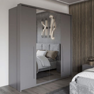 Kirklees 210cm 2-Door Mirrored Sliding Wardrobe in Grey