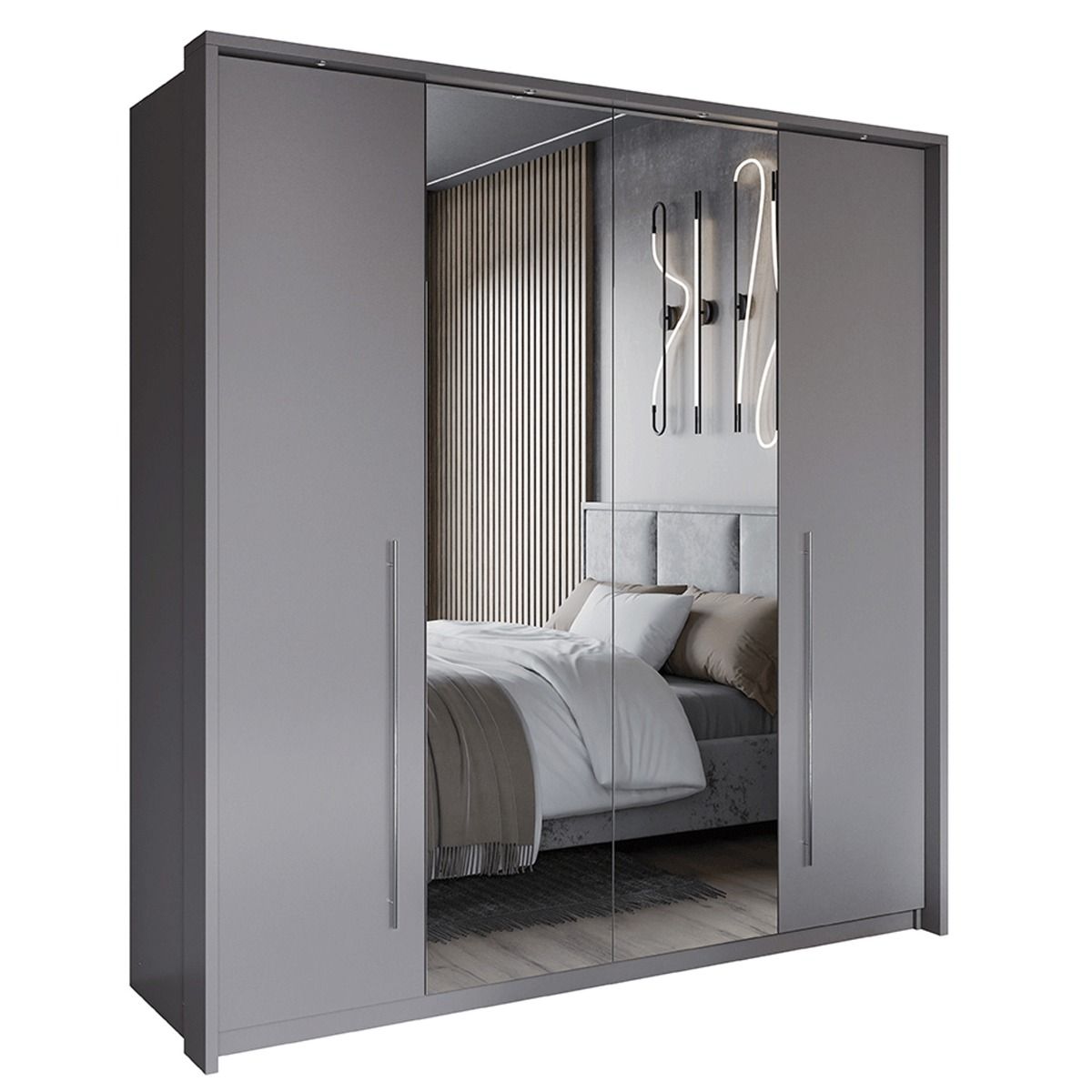 Kirklees 210cm 2-Door Mirrored Sliding Wardrobe in Grey – product detail