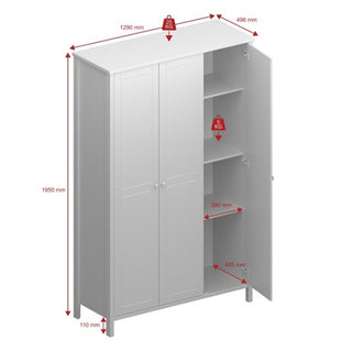 Trams Wooden Wardrobe With 3 Doors In Grey