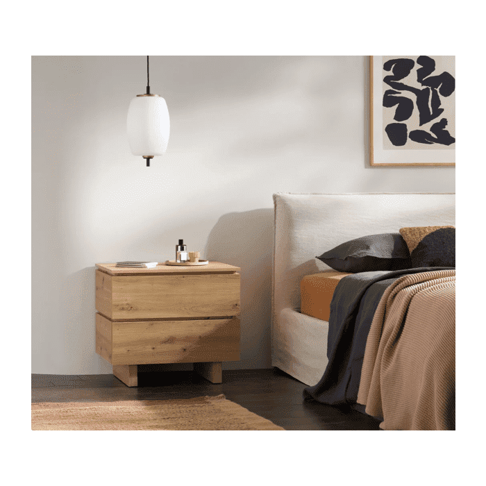 Tuna 60cm 2-Drawer Bedside Table - Artisan Oak Effect