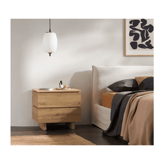 Tuna 60cm 2-Drawer Bedside Table - Artisan Oak Effect