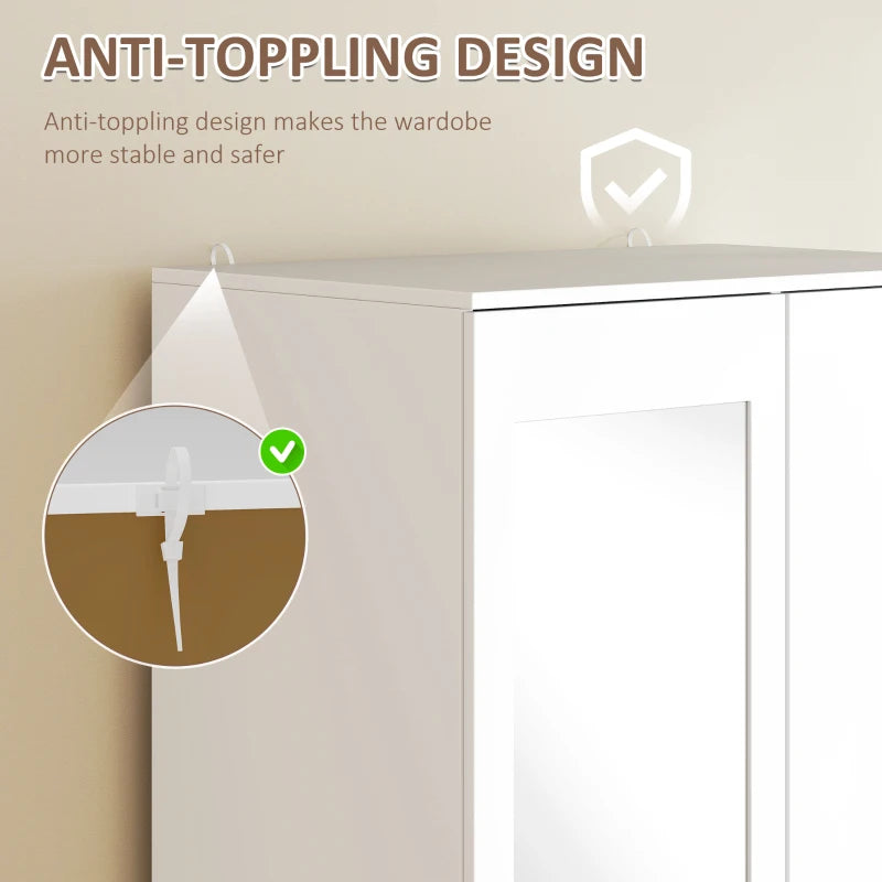 Elara white mirrored wardrobe product detail