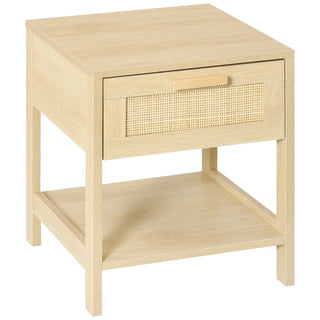 Marlow Rattan Drawer Bedside Table with Shelf – Natural