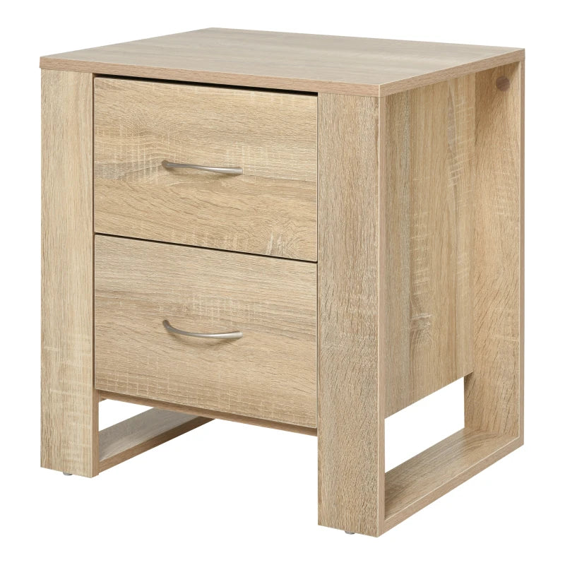 Nordic 2 Drawer Bedside Table with Elevated Base – Brown