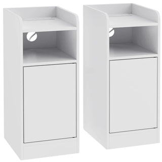 Nova Slim Bedside Tables Set of 2 with Charging Station – White