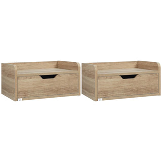 Haven Floating Bedside Tables Set of 2 with Drawer – Natural