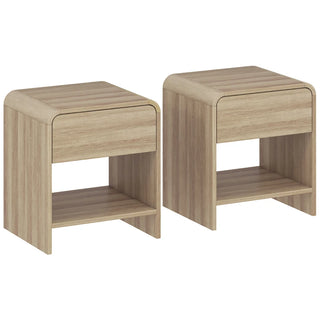 Rowan Rounded Bedside Tables Set of 2 with Drawer – Natural