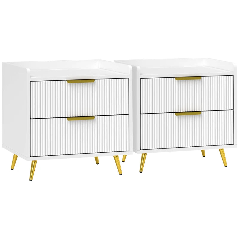 Elodie 2 Drawer Bedside Tables Set of 2 – White