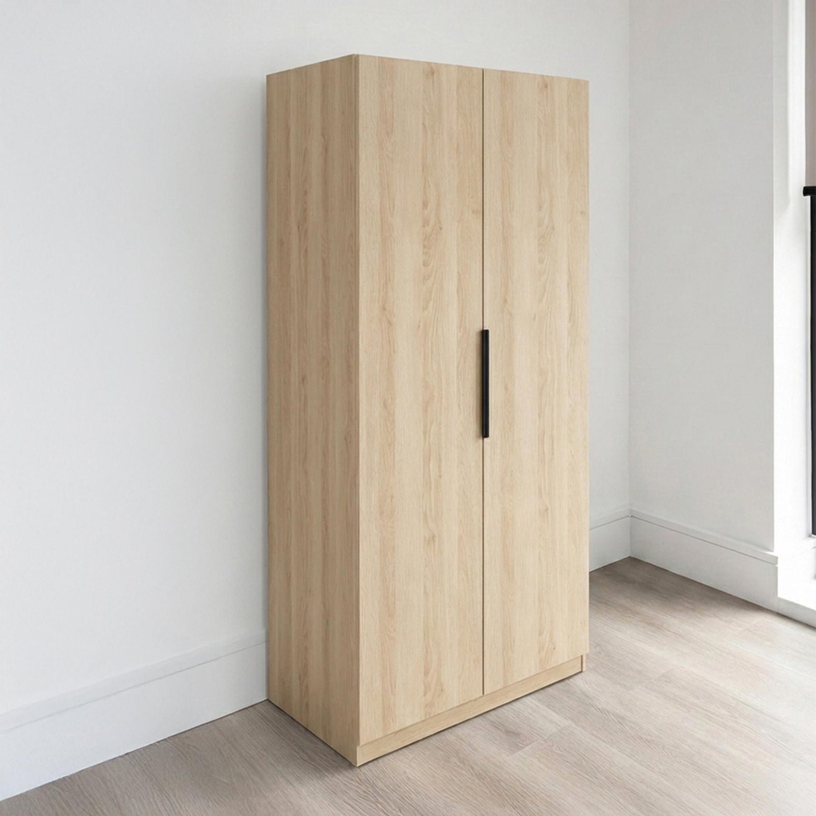 Luna Oak & Black 2 Door Wardrobe product view