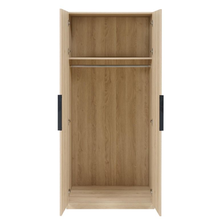 Luna Oak & Black 2 Door Wardrobe alternate view