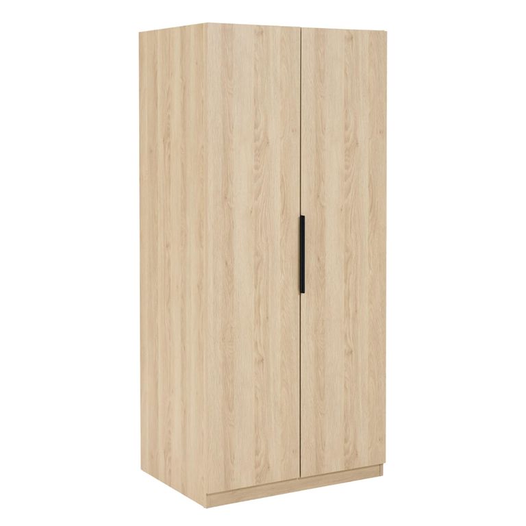 Luna Oak & Black 2 Door Wardrobe additional view 2
