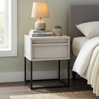 Albion Stone Grey 1 Drawer Bedside Table product view