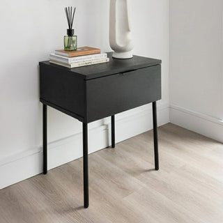 Luna Black 1 Drawer Bedside Table product view
