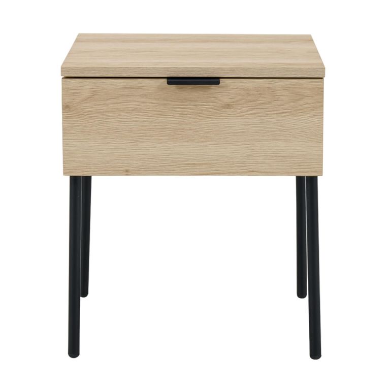Luna Oak & Black 1 Drawer Bedside Table alternate view