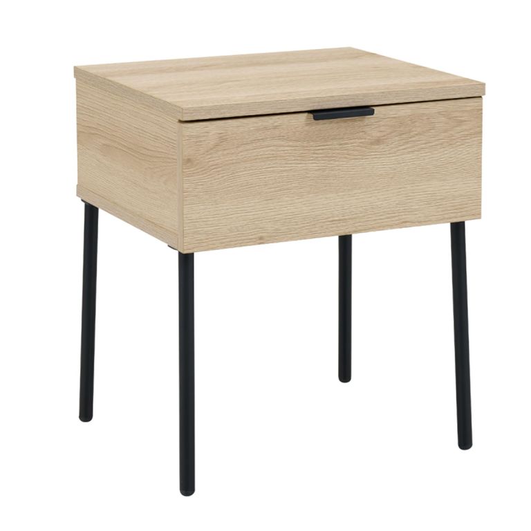 Luna Oak & Black 1 Drawer Bedside Table additional view 1