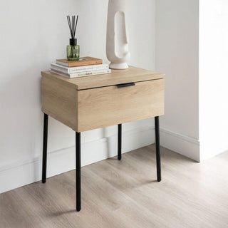 Luna Oak & Black 1 Drawer Bedside Table product view