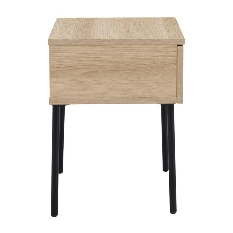 Luna Oak & Black 1 Drawer Bedside Table additional view 2