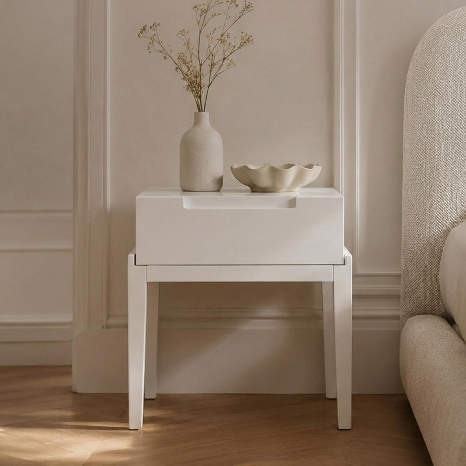 Orchid White 1 Drawer Bedside Table product view