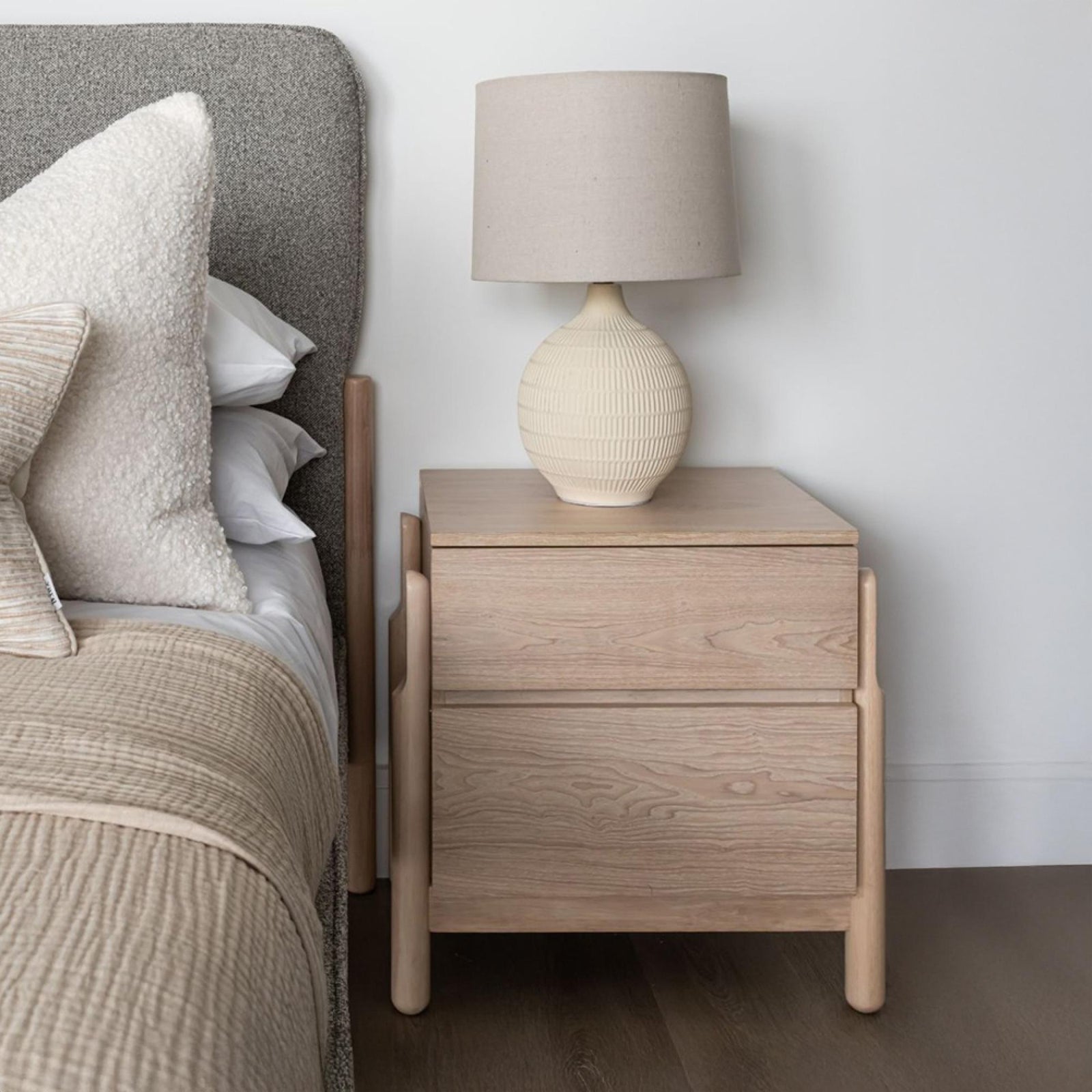 Whisper Whitewashed Oak 2 Drawer Bedside Table product view